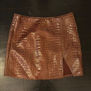 Motel Brown Croc-Embossed Skirt